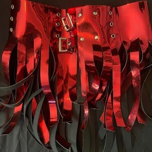 L Daisy Corsets Red Vinyl Vegan Leather Skirt/belt